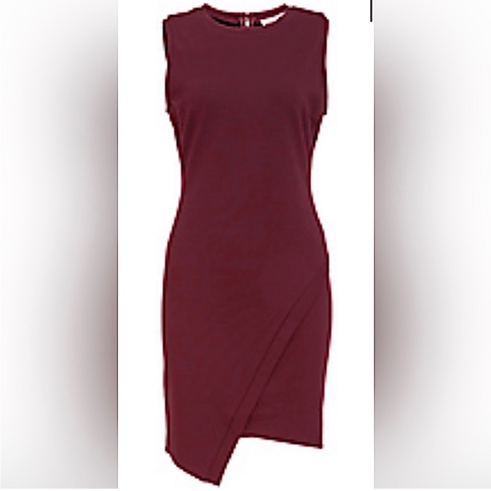 Olivia Grey Ponte Dress - Burgundy